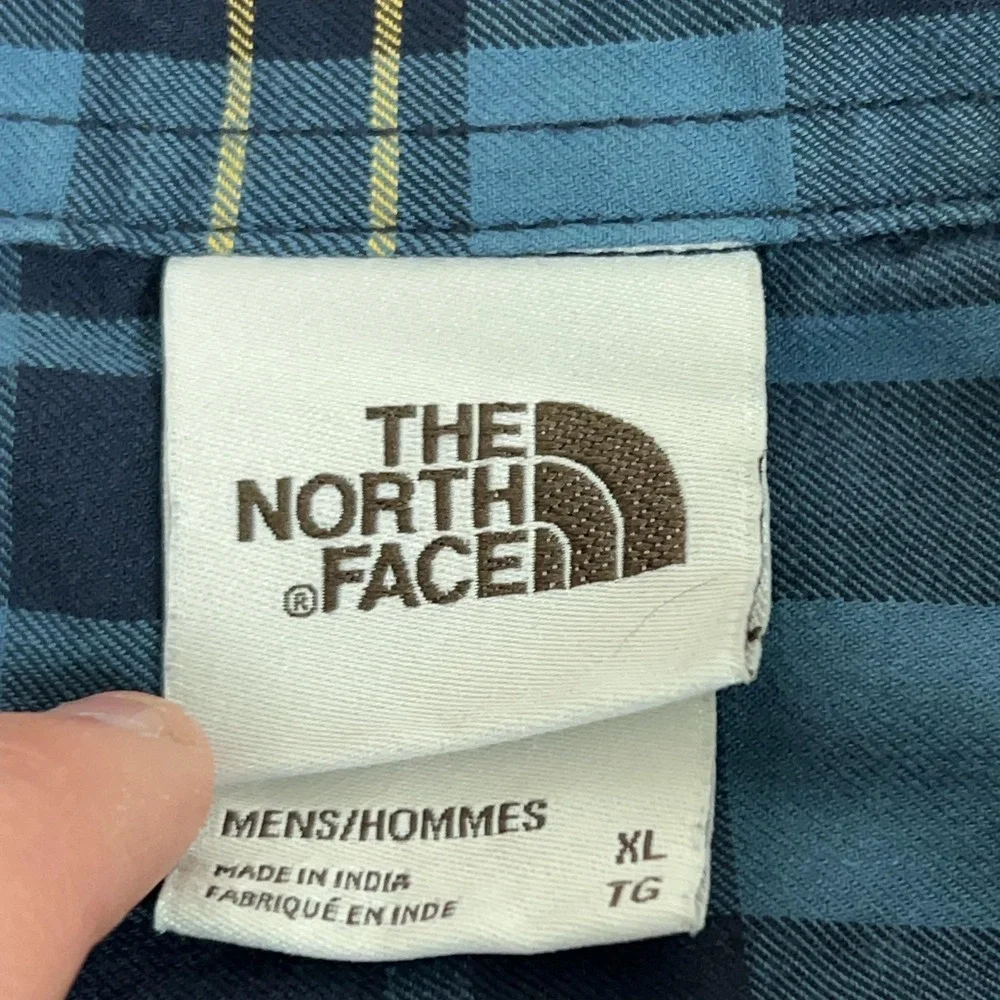 The North Face Shirt Mens XL Blue Plaid Long Sleeve Button Hiking Casual Outdoor